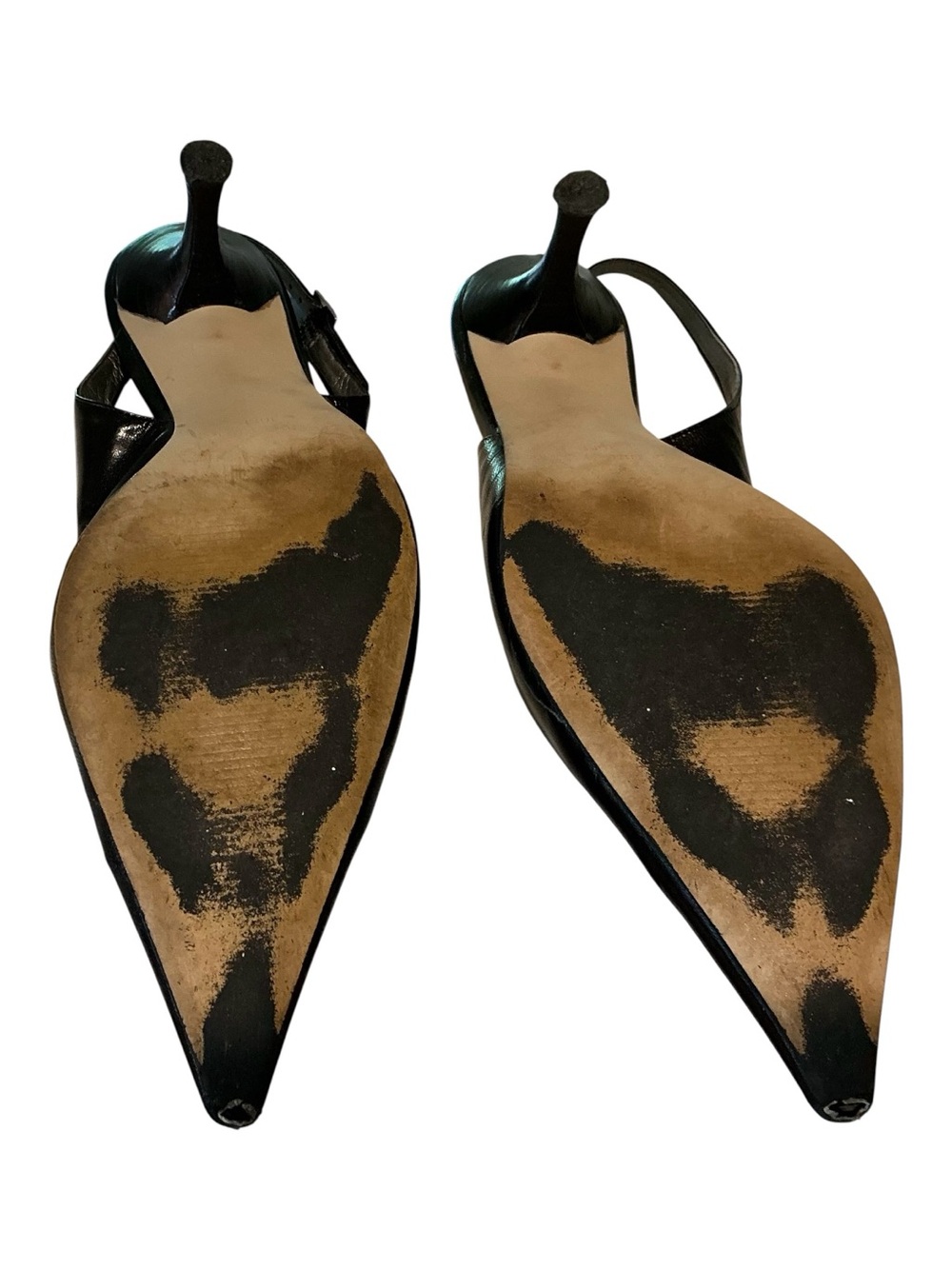 Vintage Nine West Black Pointed Slingback 2” leather Heels - Picture 4 of 4